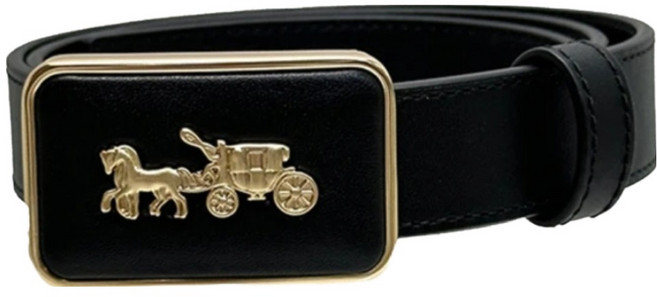 COACH 蔻馳 方形馬車LOGO皮革皮帶 13358