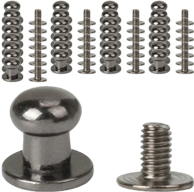 코히모 가죽공예 부자재 여밈용 솔트레지 6mm 50p + 나사 50p 세트 5W0654, 1세트, 제트블랙