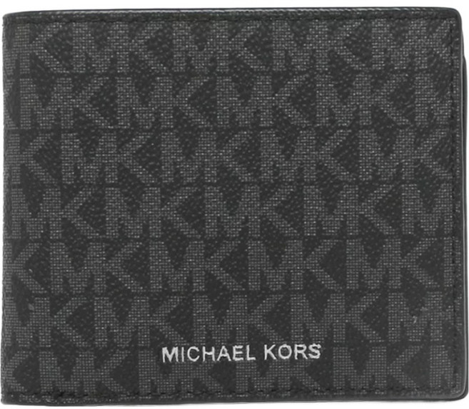 MICHAEL KORS 滿版LOGO防刮PVC皮革短夾 13S36U9LCRF3B