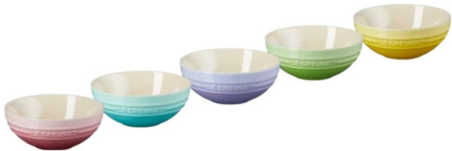 LE CREUSET 沙拉碗組 15cm, 1組, 櫻花粉 + 薄荷綠 + 粉彩紫 + 奇異果綠 + 閃亮黃