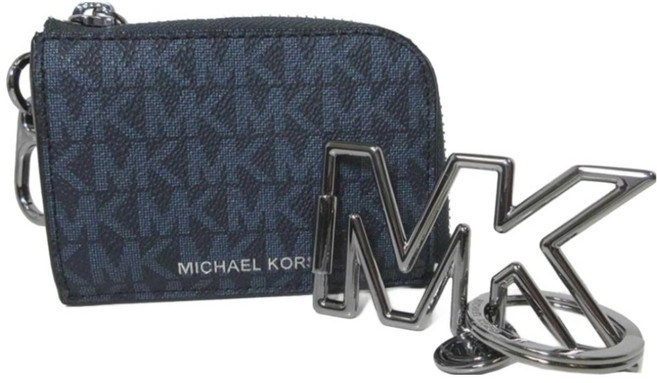 MICHAEL KORS 經典老花零錢包 + LOGO金屬吊飾禮盒 13S36S3LGFE6B