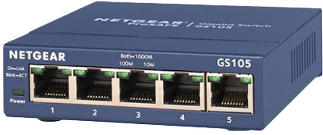 NETGEAR 5埠 Gigabit 無網管 金屬殼 網路交換器, 1個, GS105