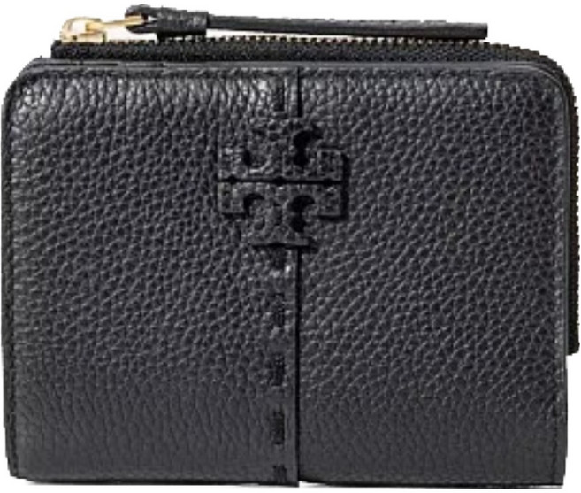 TORY BURCH 縫線皮革對開二折短夾