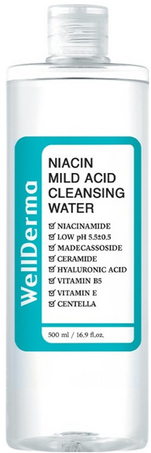 WellDerma 菸鹼醯胺溫和弱酸潔膚水, 1個, 500ml