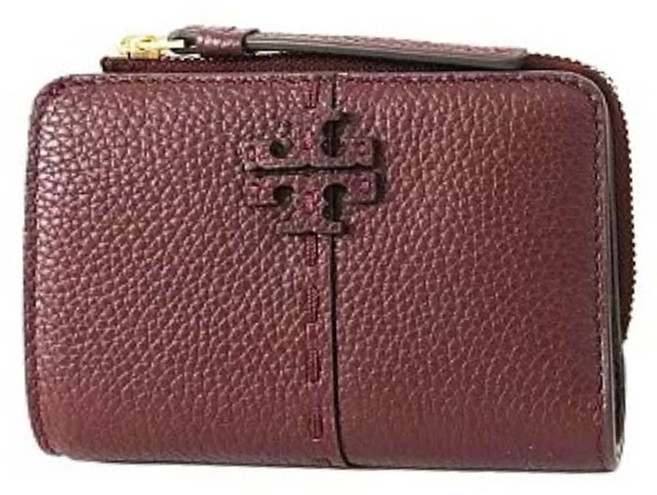 TORY BURCH 縫線皮革對開二折短夾