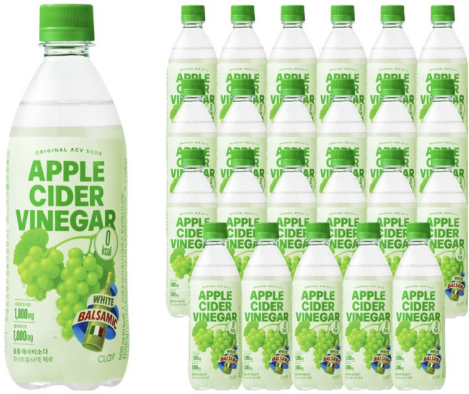 클룹 애사비소다 화이트발사믹 제로 탄산음료, 500ml, 24개