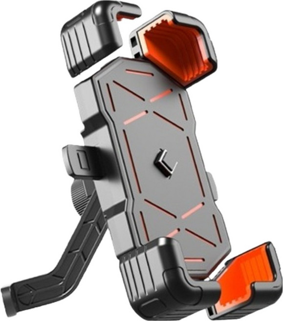 Ez2mk 원터치 충격 흔들림방지 백미러형 오토바이 휴대폰 거치대, 오렌지, MS-1400