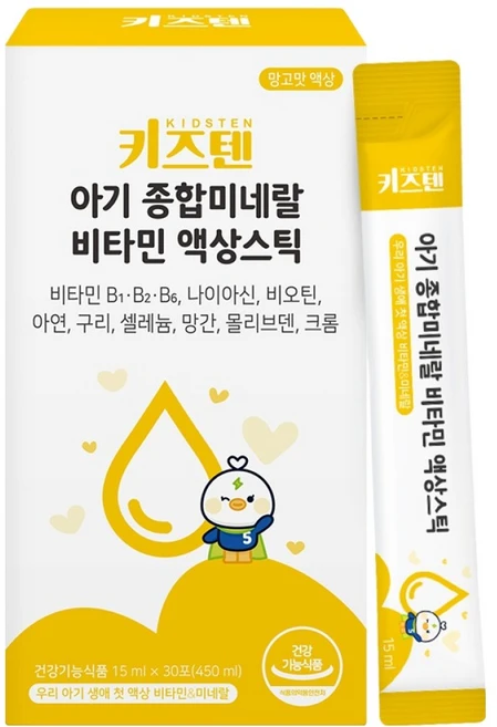 키즈텐 아기 종합미네랄 비타민 액상스틱, 30회분, 1개 - 쿠팡