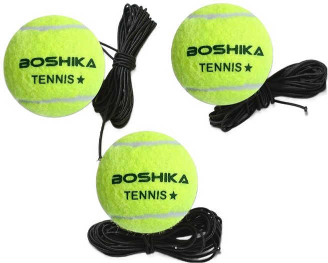 [본사정품] BOSHIKA 셀프 테니스줄 테니스공 연습 리턴볼, 연두, 3개