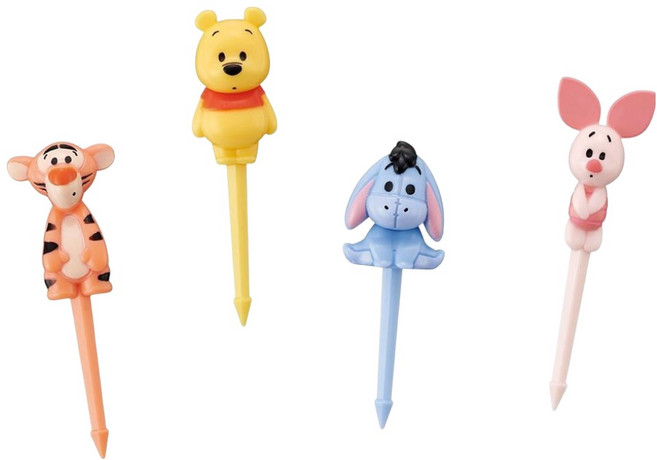 스케이터 디즈니 곰돌이 푸 다용도 도시락픽 세트, 4개입, 1세트