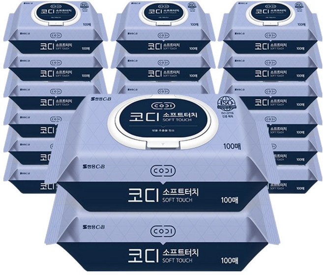코디 소프트터치 물티슈 캡형, 35g, 100매입, 20개