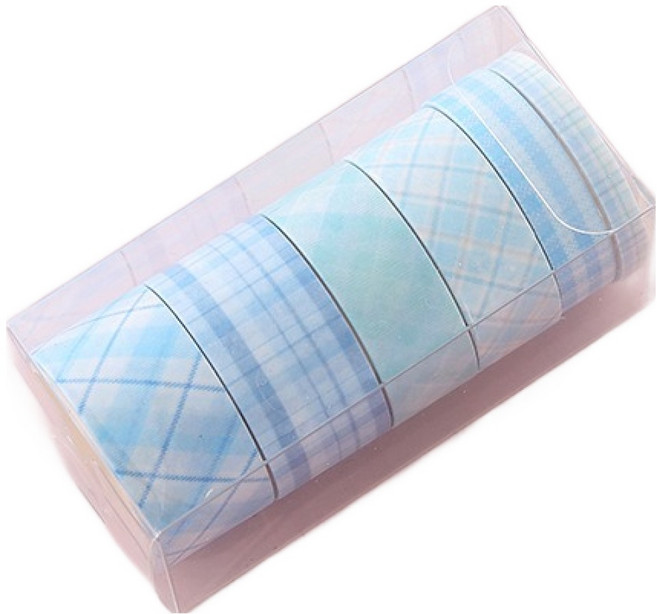 해피제이 다꾸 벽꾸미기 파스텔 체크 마스킹테이프 6종 세트, 블루, 1세트