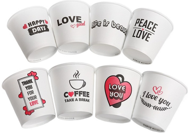 해피팩 러브썸 종이컵 랜덤발송 180ml, 1개, 1000개입