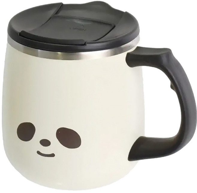 Sabu MOOMOO 復古文青可愛不鏽鋼保冷保溫馬克杯, 1個, 400ml, 大熊貓