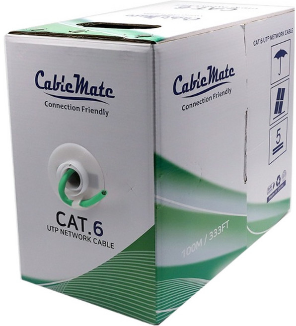 케이블메이트 CAT.6 UTP 기가 제작용 박스형 랜케이블, GREEN, 1개, 100m