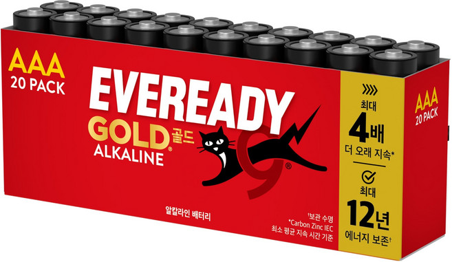 에너자이저 에버레디 골드 알카라인 AAA 건전지, 20개입, 1개