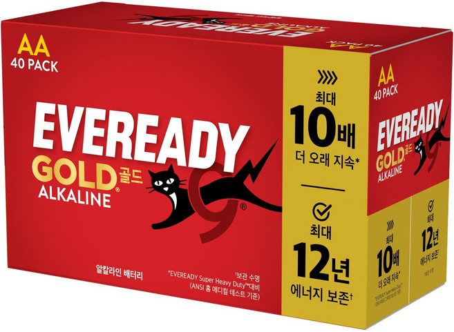 에너자이저 에버레디 골드 AA 건전지, 1개, 40개입