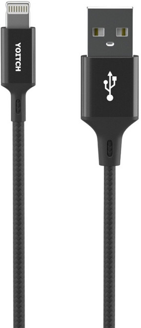 요이치 엑트 8핀 아이폰 고속 충전기 케이블, Black, 1개, 2m
