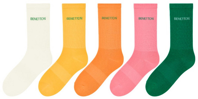 베네통 여성용 레터링 장목 양말 5종 세트