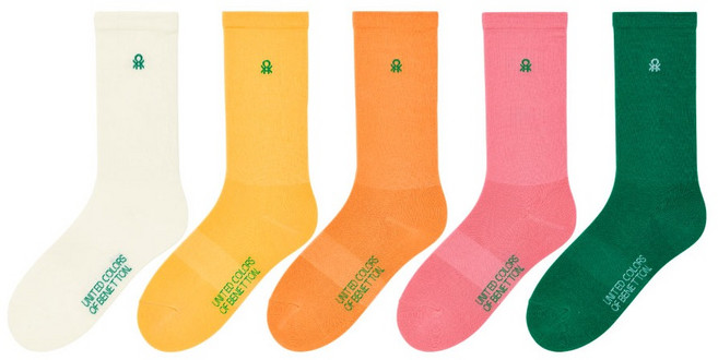 베네통 여성용 심볼 로고 장목 양말 5종 세트