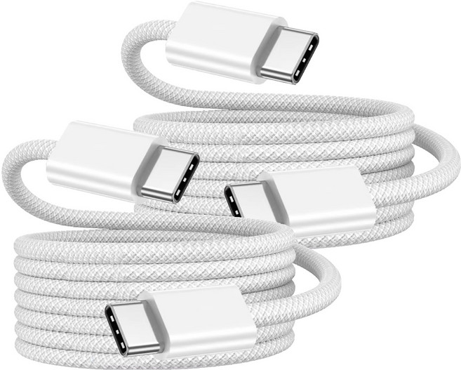 뉴클 C타입-C타입 65w 고속충전 우븐 케이블, 화이트, 2개