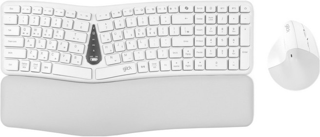 지클릭커 오피스프로 에르고M 무선 키보드 + 버티컬 마우스 세트, 화이트, EMK400, 인체공학