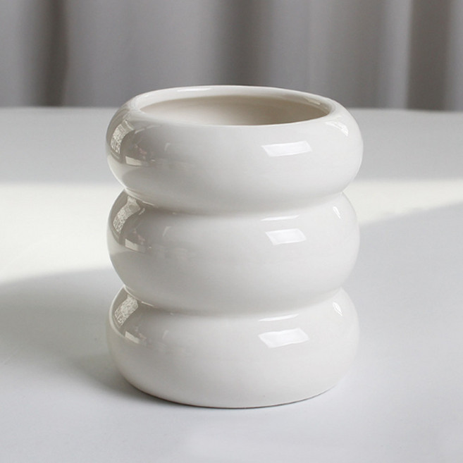 마켓플랜 도넛 다용도 세라믹 화장품 정리 꽂이, 화이트, 1개