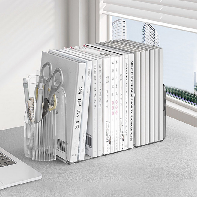마켓플랜 아크릴 책꽂이 펜꽂이 3단, 투명, 1개
