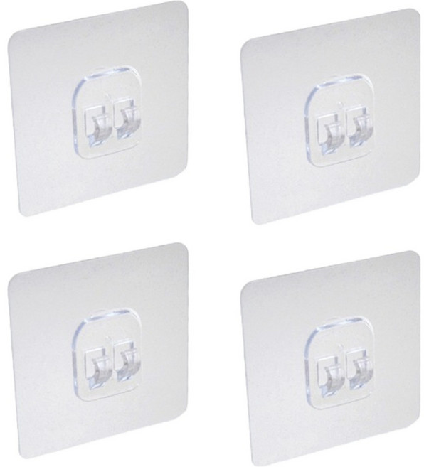 선반 부착용 벽걸이 후크 싱글, 투명, 4개