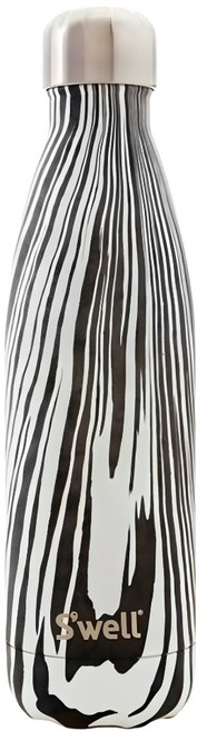 S'well Textile Noir Zebra 美國時尚不鏽鋼保冷保溫瓶 17oz, 1個, 500ml, 黑條白