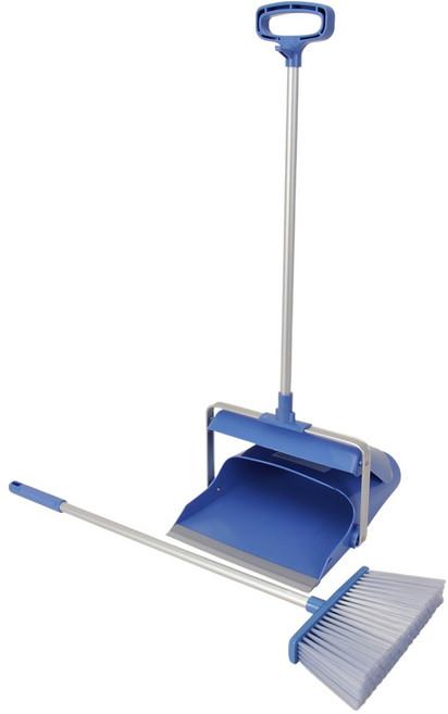 삼정크린마스터 스탠드 자동 쓰레받기 세트, 블루 + 그레이, 1세트