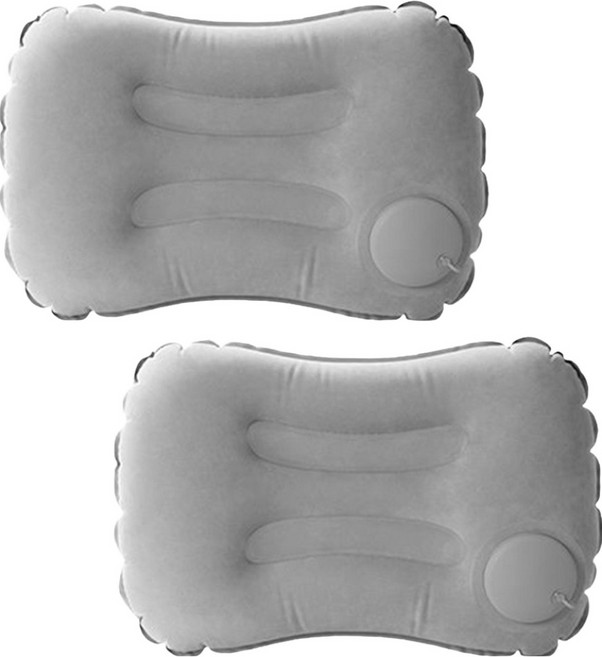 더쎈 휴대용 여행용 에어 펌프 허리 쿠션, 그레이, 2개