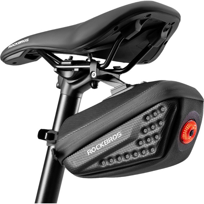 락브로스 자전거 후미등 일체형 하드 안장가방 C59, 블랙, 1개