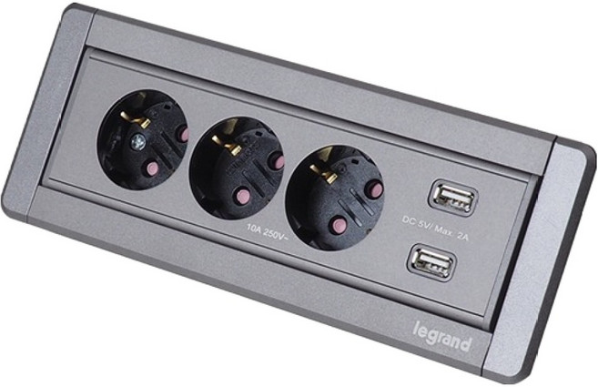 르그랑 싱크대 아일랜드 매립 220V 3구 USB충전 2포트 멀티회전 빌트인 콘센트 소프트알루, 1개