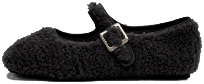 마크모크 여성용 뽀글 털 메리제인 방한 플랫슈즈 1cm