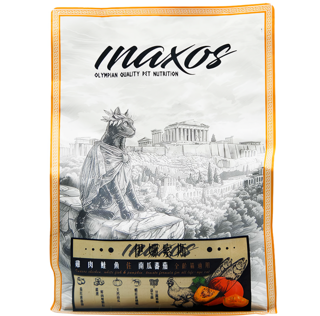 Inaxos 伊娜索斯 全齡貓用 伊娜索斯乾糧, 雞肉 + 鮭魚 + 南瓜 + 蕃茄, 1.5kg, 1袋