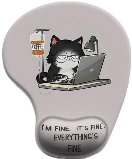 에픽스 실리콘 손목보호 마우스패드 손목받침 사무용 오염방지, 커피냥, 1개