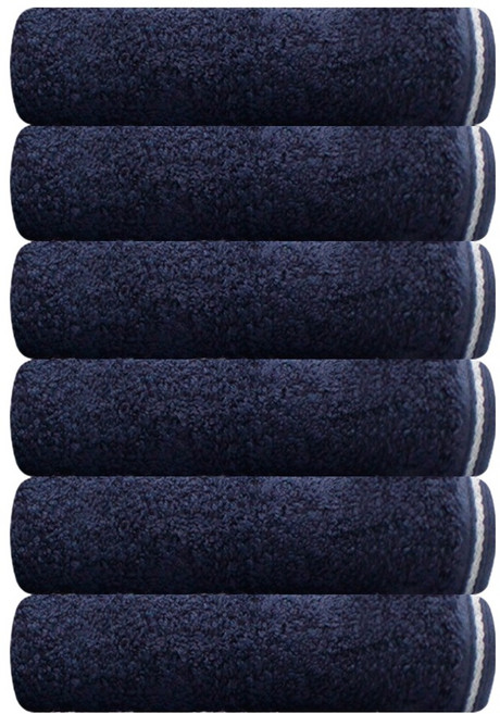 송월타월 랑데부 호텔수건 190g 뱀부얀 혼방사, 네이비, 6개