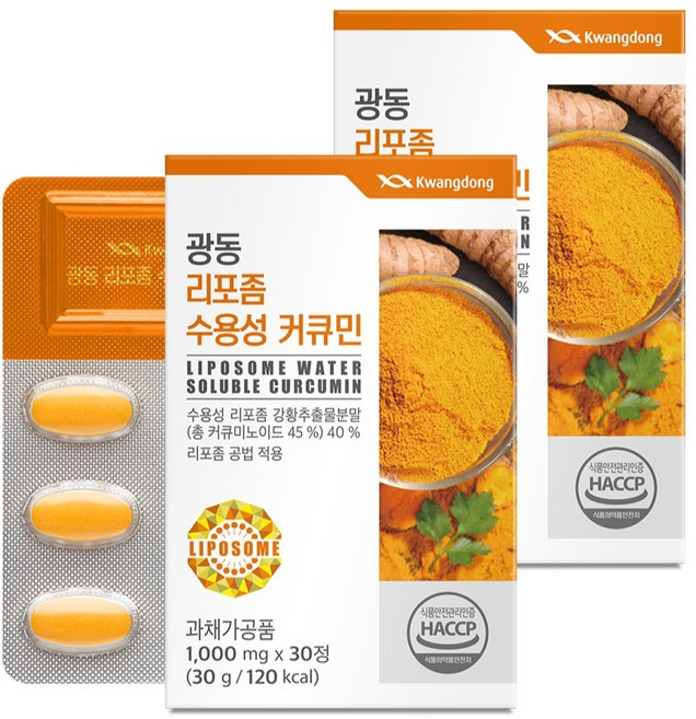 광동제약 리포좀 수용성 커큐민 30g, 30정, 2개