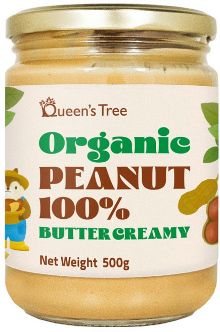 퀸즈트리 유기농 100% 땅콩버터 크리미, 500g, 1개