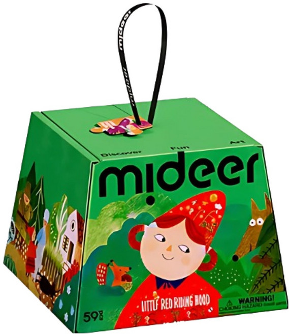 mideer 童話藝術方盒拼圖, 1個, 小紅帽 多色, 59片