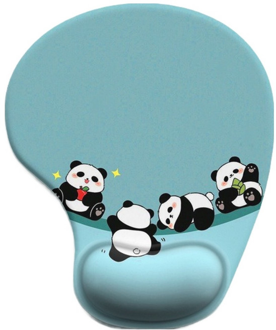 에픽스 실리콘 손목보호 마우스패드 손목받침 사무용 오염방지, 파란판다, 1개