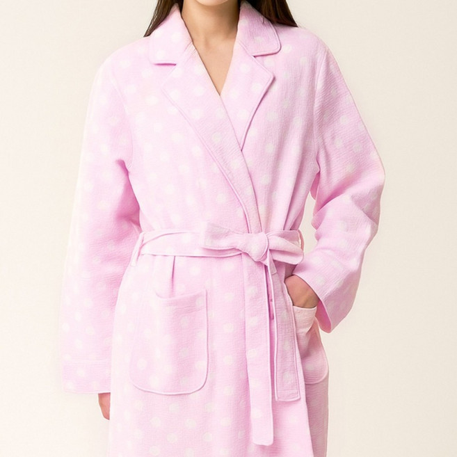 송월타월 와플 도트 샤워 가운 M, 핑크, 1개