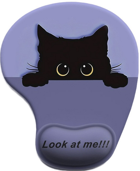 에픽스 실리콘 손목보호 마우스패드 손목받침 사무용 오염방지, 룩앳냥, 1개