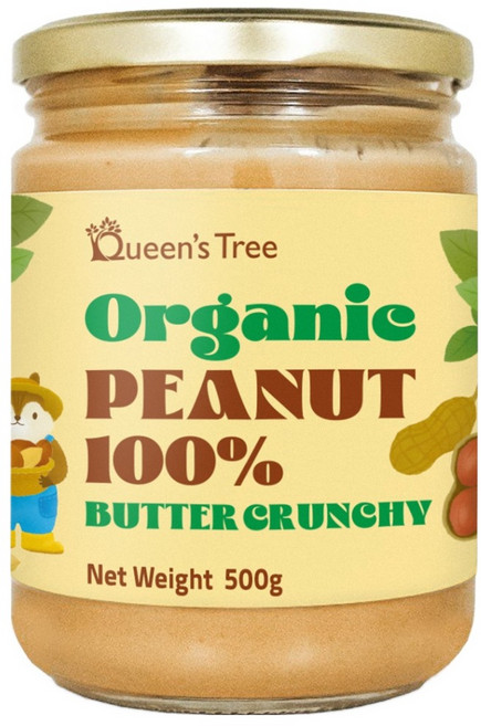 퀸즈트리 유기농 땅콩버터 크런치, 1개, 500g