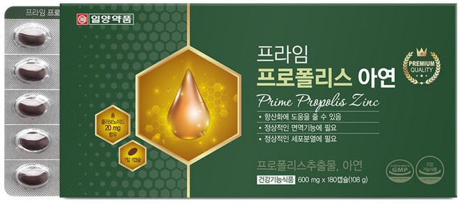 일양약품 프라임 프로폴리스 아연 108g, 180정, 1개