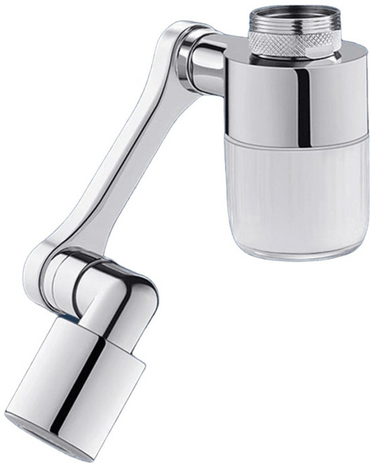 wellane 家用機械臂萬向水龍頭延伸器/水管延伸器 銀色, 1個