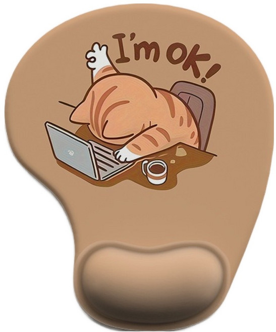 에픽스 실리콘 손목보호 마우스패드 손목받침 사무용 오염방지, 브라운OK냥, 1개