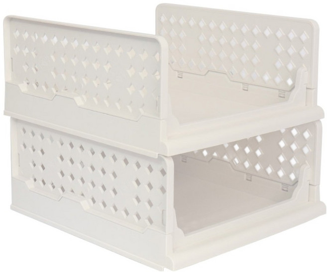 키친앤홈 슬라이딩 리빙박스, 화이트, 2개