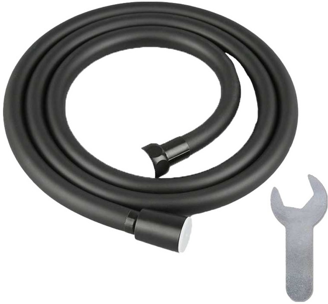 몰투유 꼬임방지 물때 없는 샤워기 호스 + 스패너 세트, 2m, 블랙(호스)